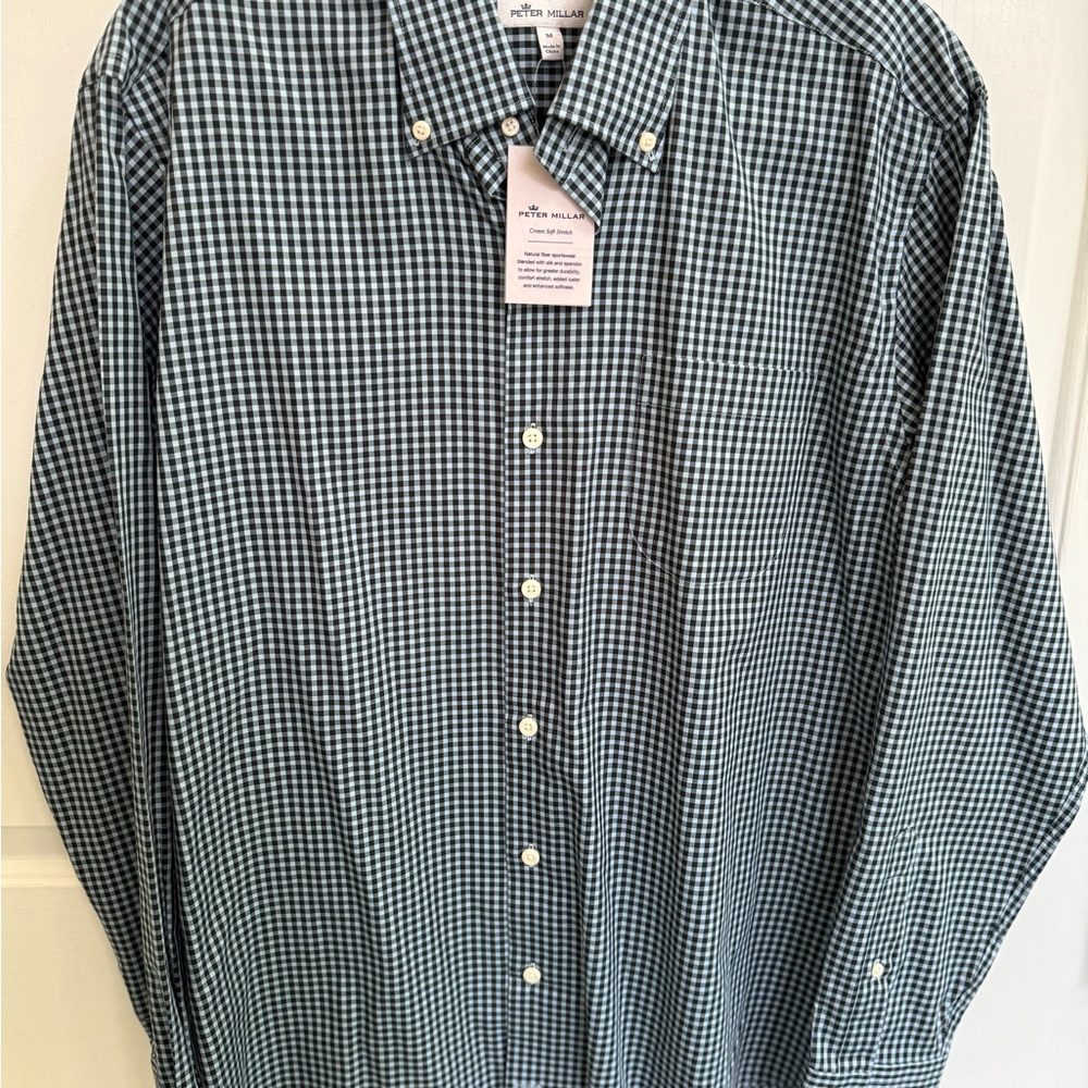 Peter Millar Green Checkered Men's Shirt